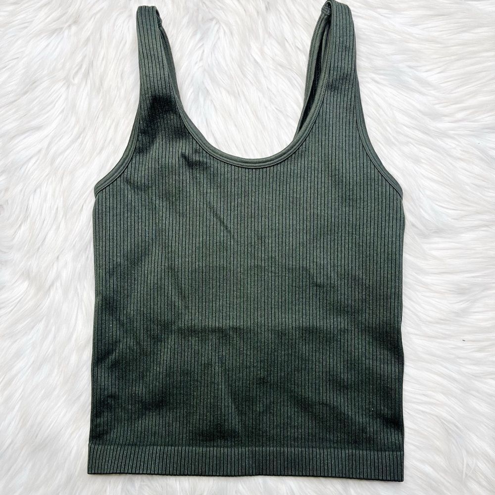 A New Day Ribbed Stretchy Tank Top Green Size Small